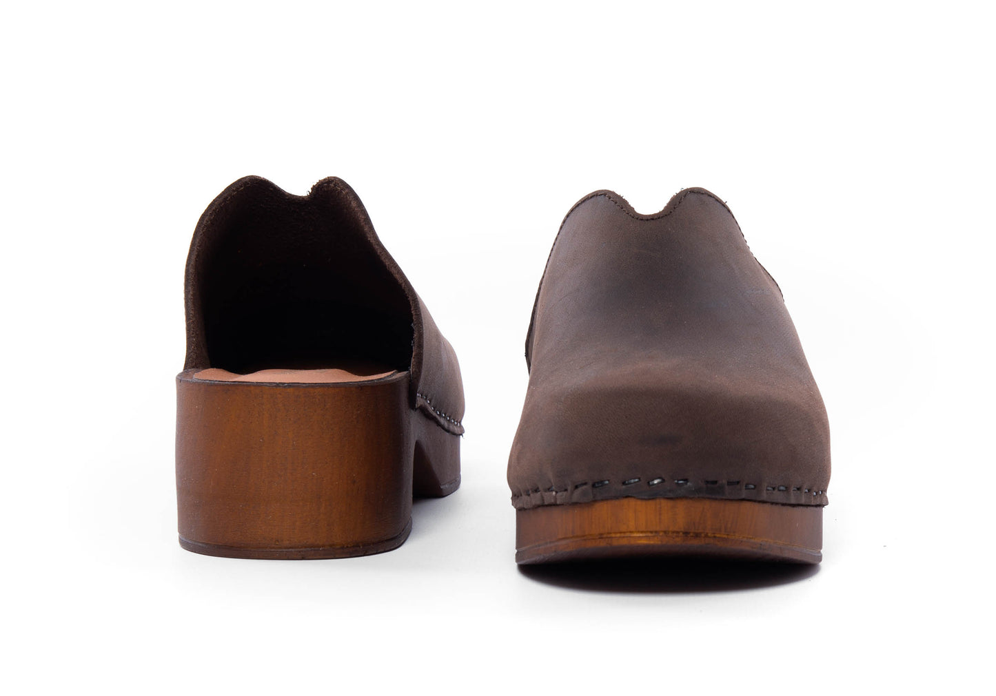 Sabot con Tacco in Legno - Caffé