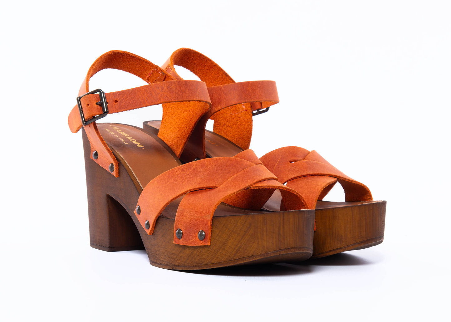 Sandalo Tacco Legno - Arancio