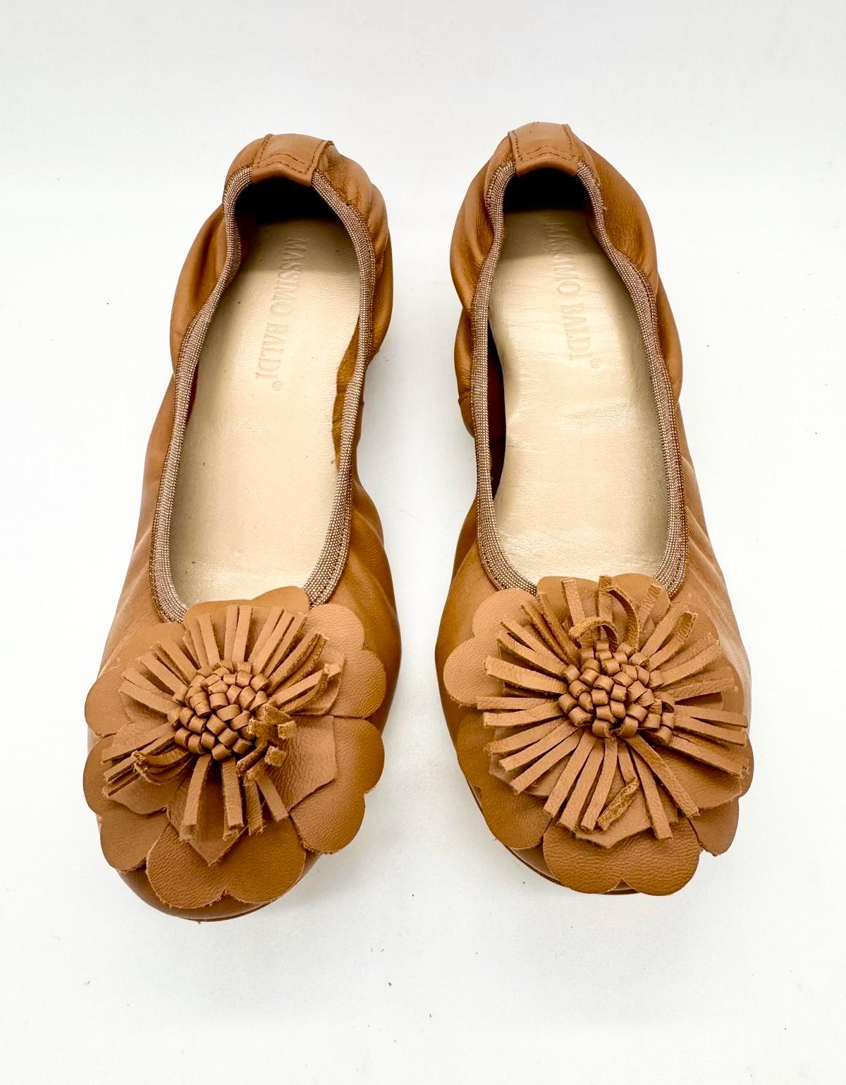 448-3 BALLERINA CUOIO CON FIORE