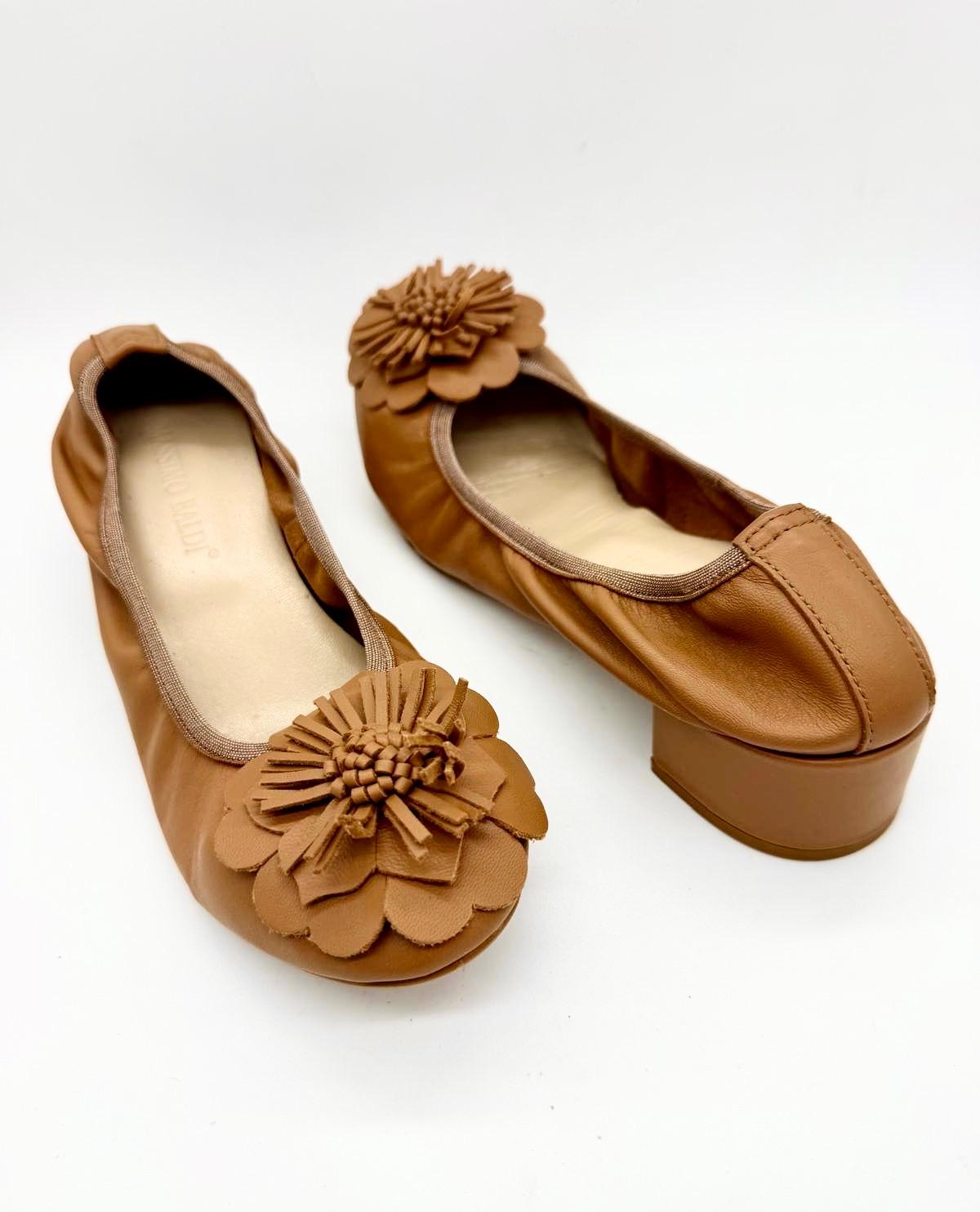 448-3 BALLERINA CUOIO CON FIORE