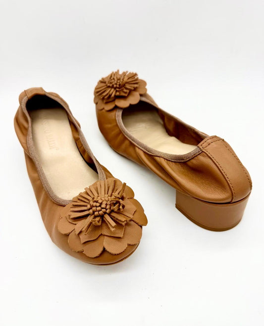 448-3 BALLERINA CUOIO CON FIORE